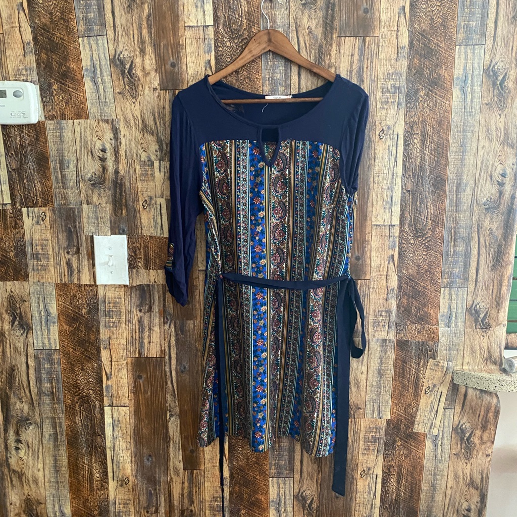 Ezra Stitch Fix 3/4 Long Sleeve Tunic Boho Top Blouse Size Large